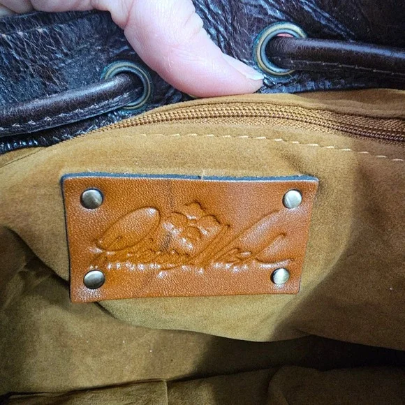 Patricia Nash Calf Hair Leather Bucket Bag Leopard Brown Crossbody Drawstring - Picture 8 of 16